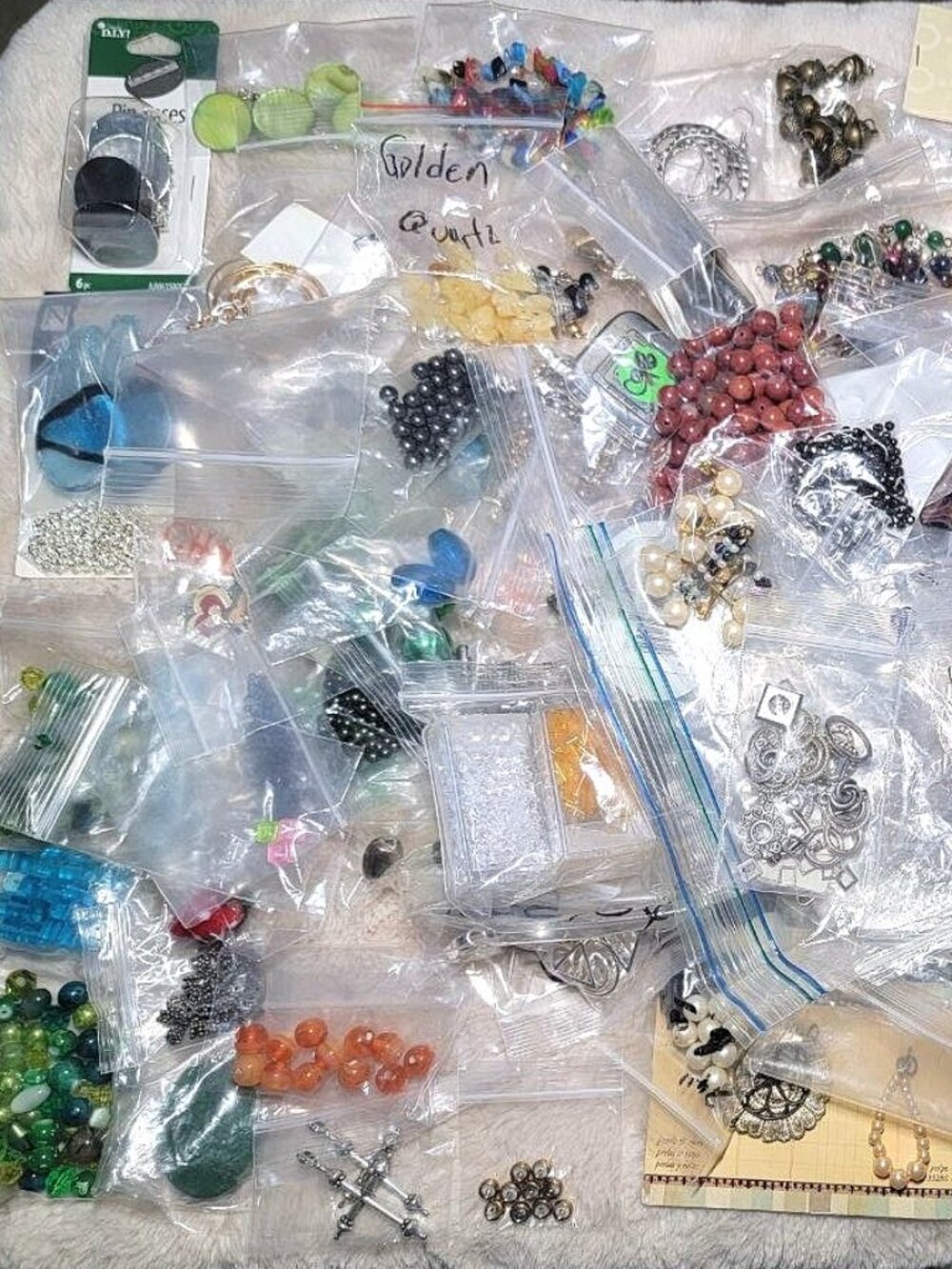 HUGE 4lb Destash Lot Jewelry Making Beads Findings Cabachons Various Mats #N